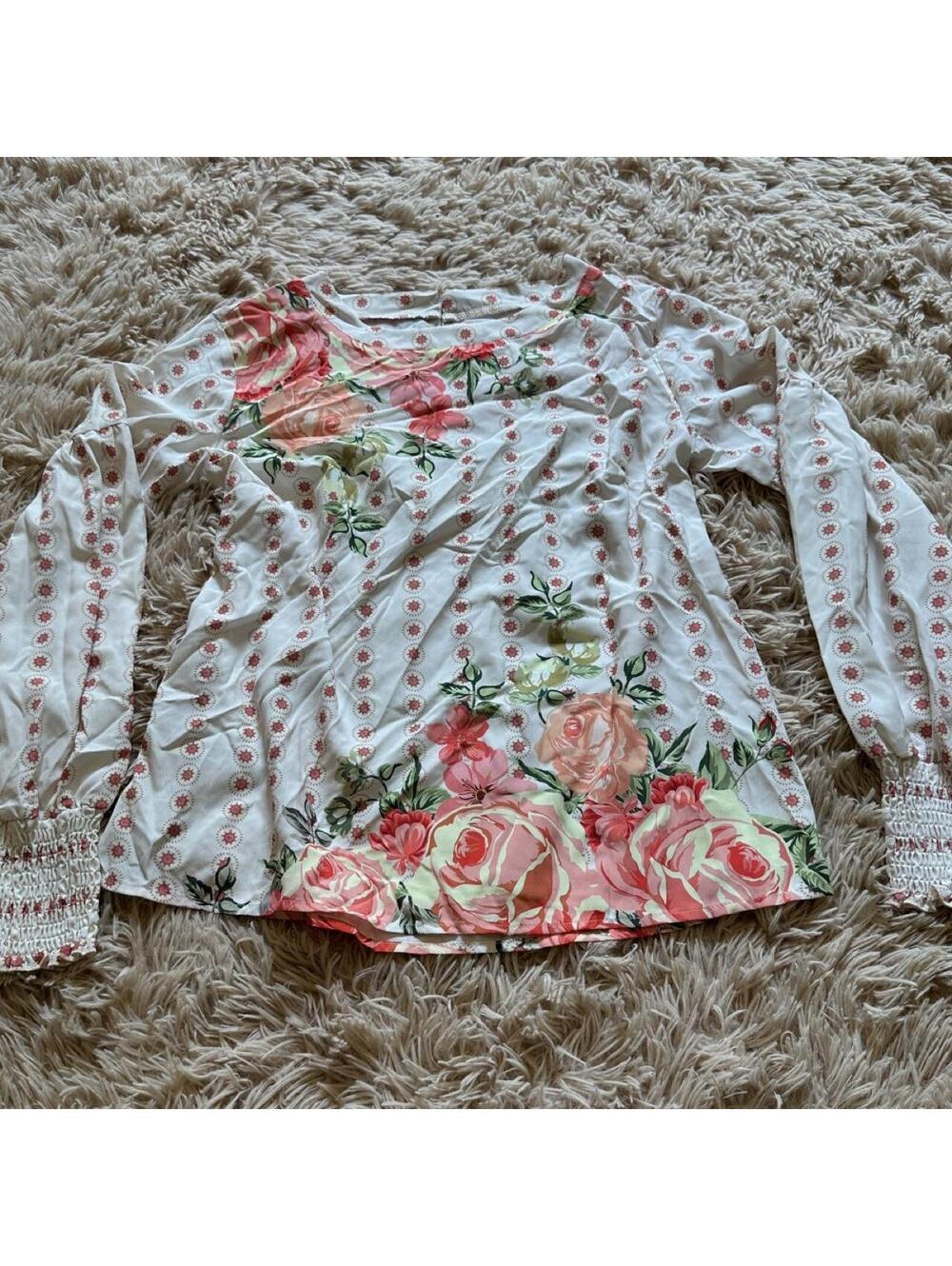 Floral Patterned Long Sleeve Blouse Size Small